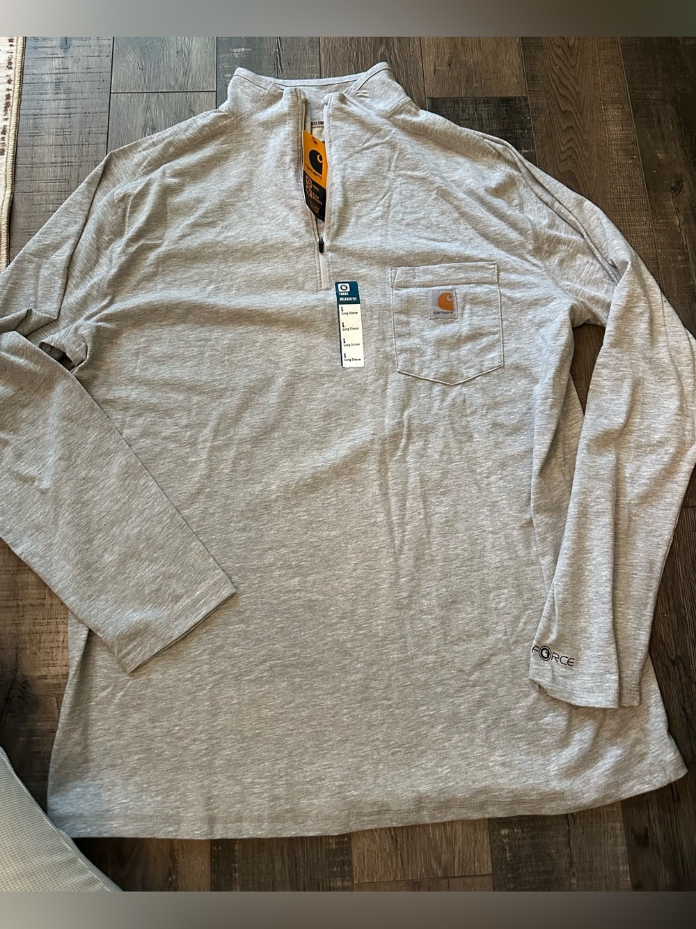 Carhartt Men's Force Midweight Relaxed FitQuarter-Zip T-Shirt AP2 Gray Large NWT